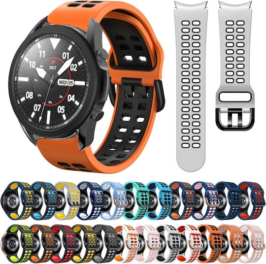 Samsung Galaxy Watch 4 44mm 20mm Breathable Silicone Watch Band Two-Tone Gray+Yellow