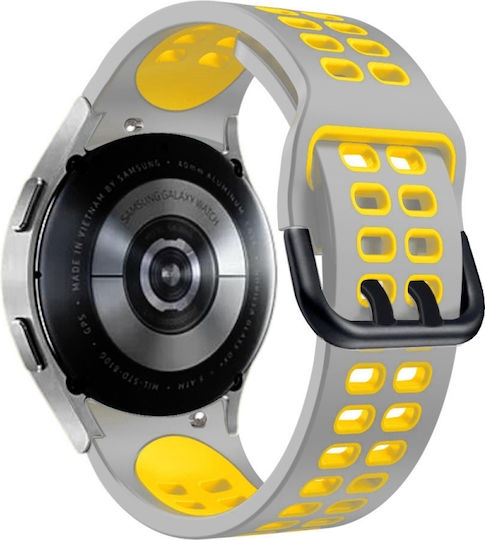 Samsung Galaxy Watch 4 Classic 42mm 20mm Atmungsaktives Zwei-Farben-Silikonarmband Grau+Gelb