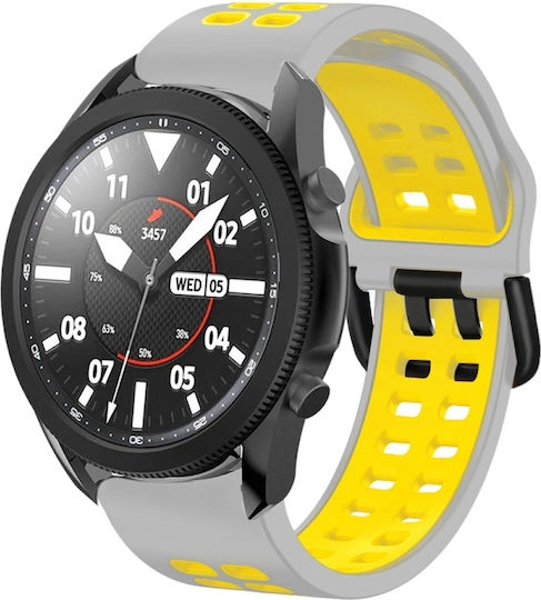 Samsung Galaxy Watch 4 44mm 20mm Breathable Silicone Watch Band Two-Tone Gray+Yellow