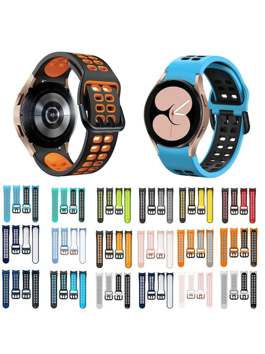 Samsung Galaxy Watch 4 44mm 20mm Breathable Silicone Watch Band Two-Tone Gray+Yellow