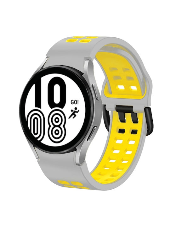 Samsung Galaxy Watch 4 Classic 42mm 20mm Breathable Two-Color Silicone Watch Strap Gray+Yellow
