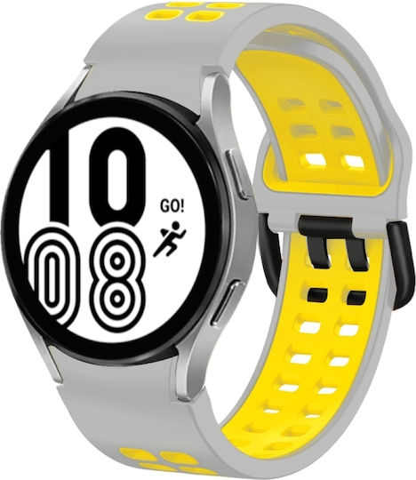 Samsung Galaxy Watch 4 Classic 42mm 20mm Atmungsaktives Zwei-Farben-Silikonarmband Grau+Gelb