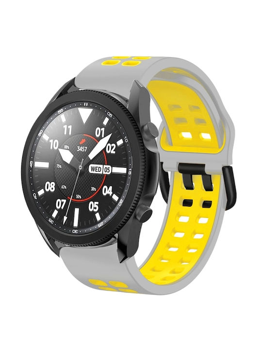 Samsung Galaxy Watch 4 Classic 42mm 20mm Breathable Two-Color Silicone Watch Strap Gray+Yellow