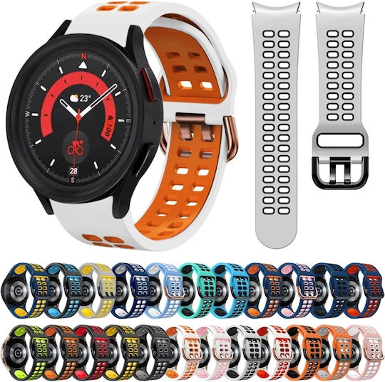 Samsung Galaxy Watch 4 44mm 20mm Breathable Silicone Watch Band Two-Tone Gray+Yellow