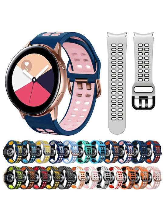 Samsung Galaxy Watch 4 44mm 20mm Breathable Silicone Watch Band Two-Tone Gray+Yellow