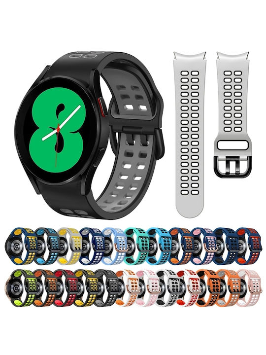 Samsung Galaxy Watch 4 Classic 42mm 20mm Breathable Two-Color Silicone Watch Strap Gray+Yellow