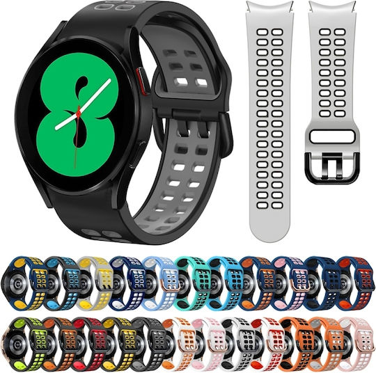 Samsung Galaxy Watch 4 Classic 42mm 20mm Atmungsaktives Zwei-Farben-Silikonarmband Grau+Gelb