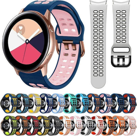 Samsung Galaxy Watch 4 Classic 42mm 20mm Atmungsaktives Zwei-Farben-Silikonarmband Grau+Gelb