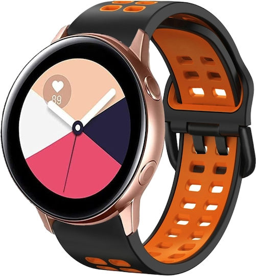 Samsung Galaxy Watch 4 Classic 42mm 20mm Atmungsaktives Zwei-Farben-Silikonarmband Grau+Gelb