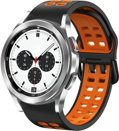 Samsung Galaxy Watch 4 Classic 42mm 20mm Atmungsaktives Zwei-Farben-Silikonarmband Grau+Gelb