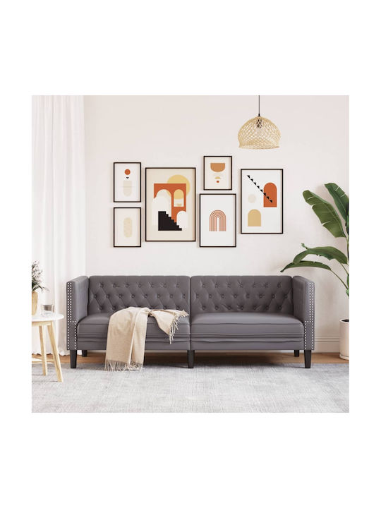 Three-Seater Couch Artificial Leather Grey 194x74.5x70.5 cm