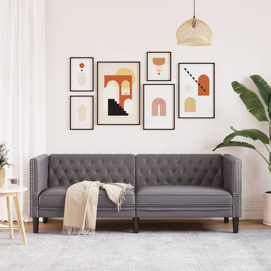 Canapea Cu Trei Locuri Din Piele Ecologică Gri 194x74.5x70.5cm