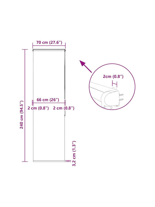 Vidaxl Shower Curtain Roll Cassette 70x240cm Fabric Width 66cm White