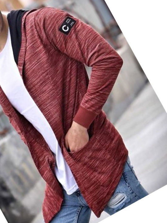 Luciano Faketti Men's Knitted Hooded Cardigan RED