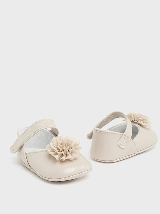 Kids Ballerinas with Hoop & Loop Closure Beige