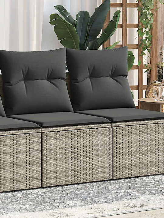 Two-Seater Outdoor Rattan Sofa with Cushions 55x55x69cm