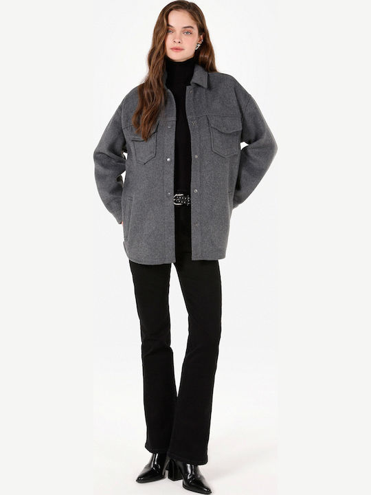 Langärmelig Damen Hemd Anthracite