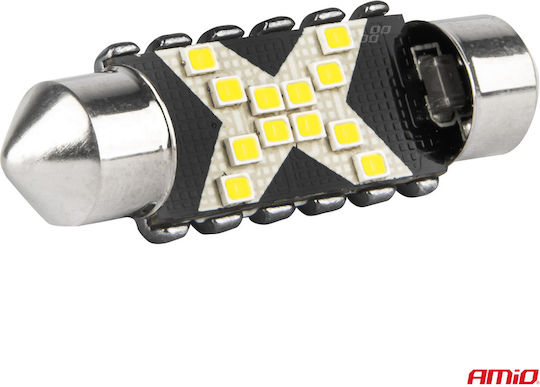 AMiO Lampen Auto C5W Canbus LED 5500K Kaltes Weiß 12-24V 2Stück