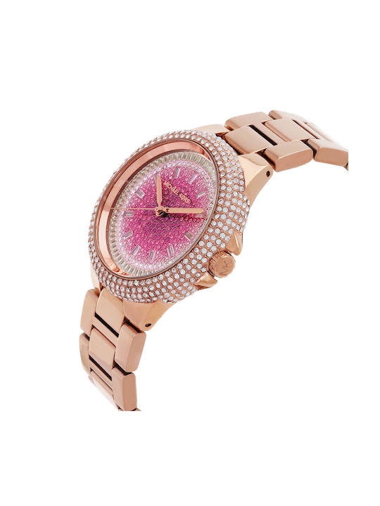 Michael Kors Oversized Camille Watch with Pink Gold Metal Bracelet