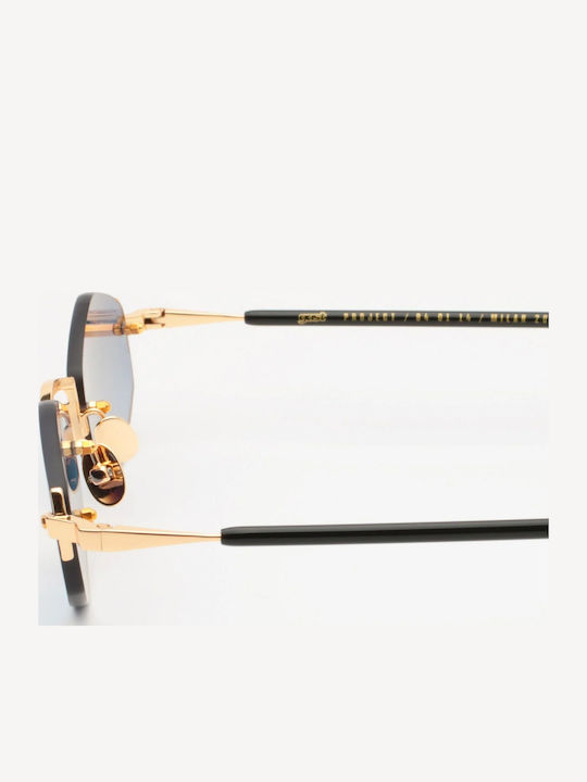 Gast Unisex Sunglasses with Gold Metal Frame and Blue Lens LU04