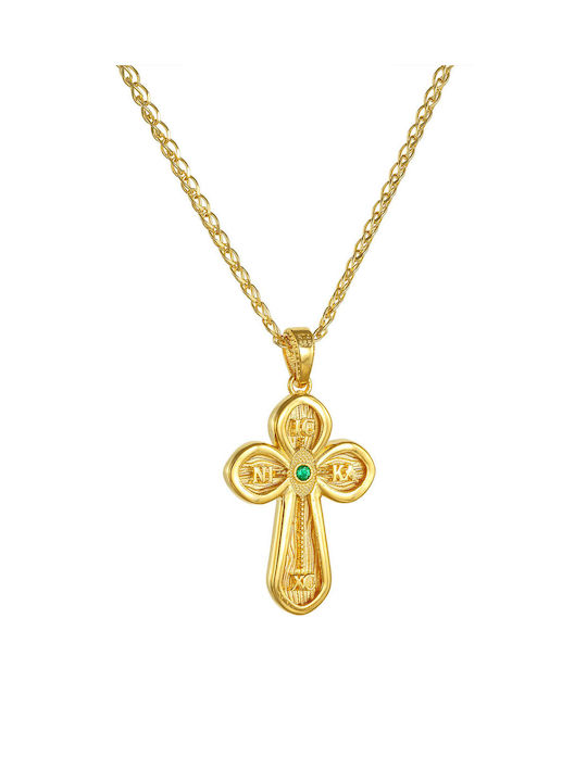 Kritsimis Gold Byzantine Cross 14K Double Sided with Chain