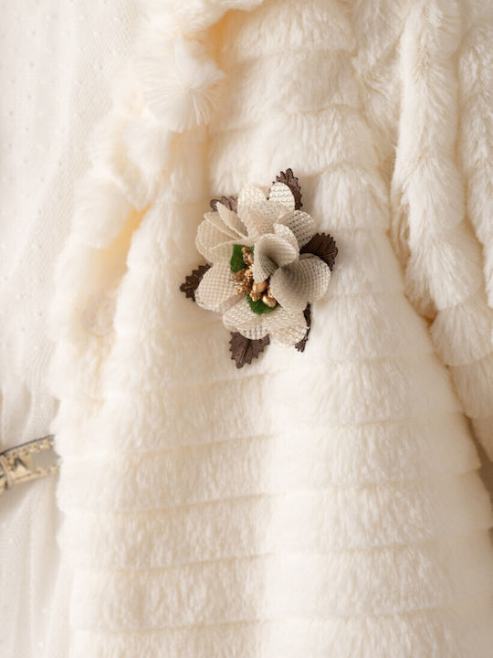 Kinderkleid Langärmelig mit Spitze Set aus 2 Ecru