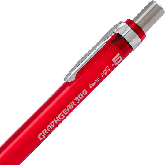 Pentel Graphgear 300 Red 0.5mm Mechanical Pencil Pg315-tbx 884851051455