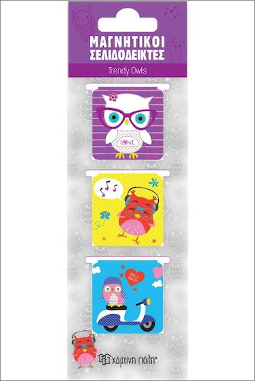 CHartini Poli Trendy Owls Magnetic Bookmarks 3pcs