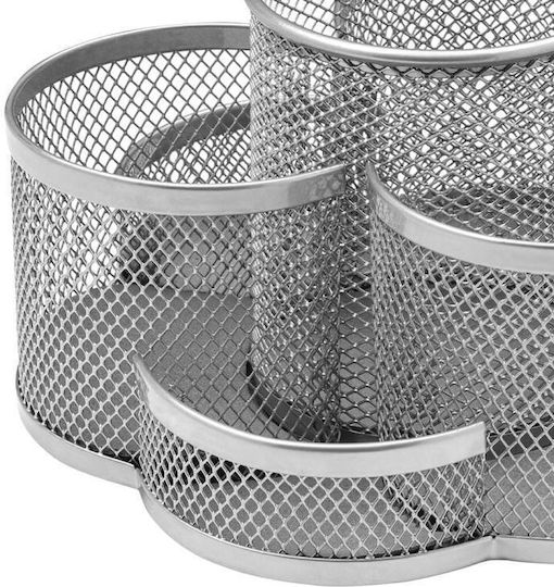 Metallisch Schreibtischorganisator in Silber Farbe 1Stück 17x17cm