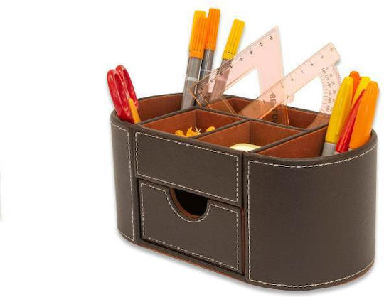 Leather Office Organizer In Brown Colour 23x12.3x10cm