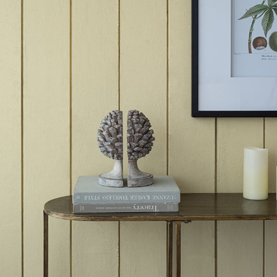 Artekko Pine Cone Βιβλιοστάτες Κουκουνάρα Ρητίνης Γκρι 23.5x18.5x15.5 Cm Σετ/2
