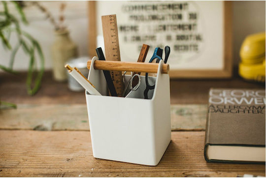 Metallic Pencil Holder in White Color 1pcs 7.5x6.3x7.5cm