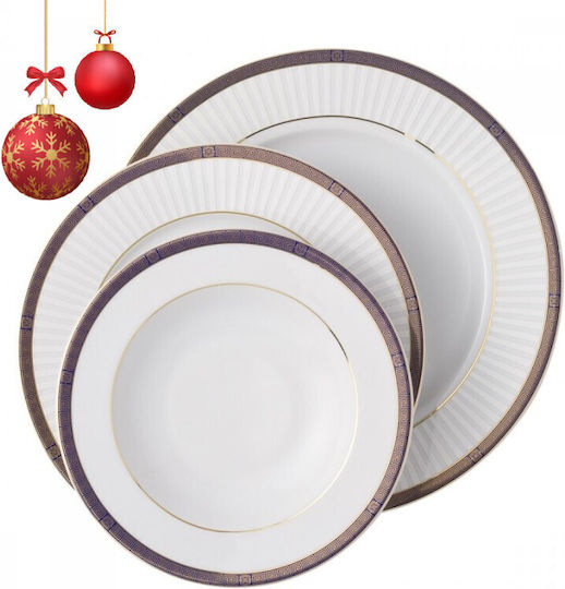 Emfasi Meander Gold Porcelain Dinnerware Set 44pcs