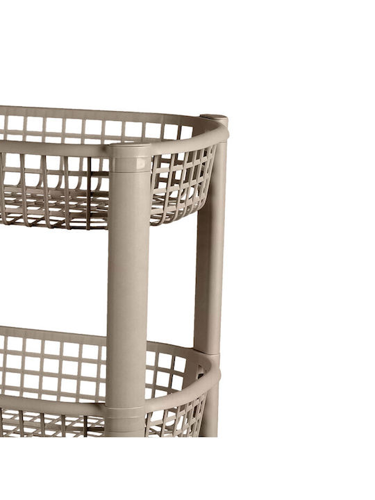 Kitchen Cart Plastic 3 Tiers Brown 46.5x26x59cm