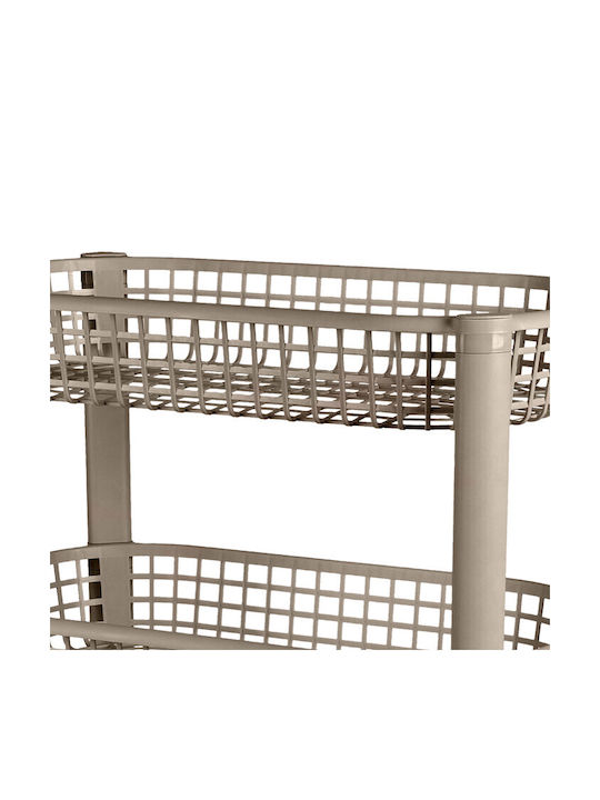 Kitchen Cart Plastic 3 Tiers Brown 46.5x26x59cm