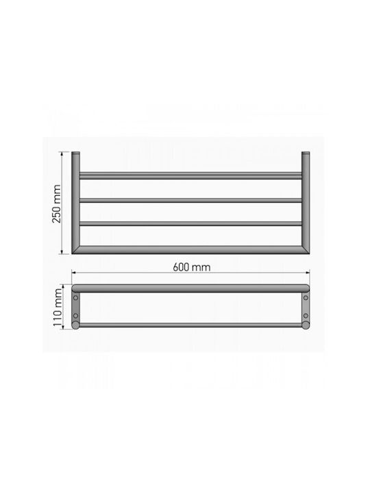 Sanco Towel Rack Ραφιέρα Μπάνιου Μονή Επιτοίχια με Βίδες ​60x11cm Chrome