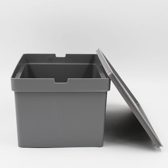 Viomes Nova Plastic Cutie de Depozitare cu Capac Gri 28x18.5x13.5cm 1buc