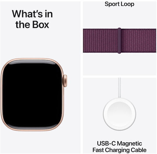 Apple Watch Series 10 Aluminium 46mm Waterproof with Heart Rate Monitor (Rose Gold with Plum Sport Loop)