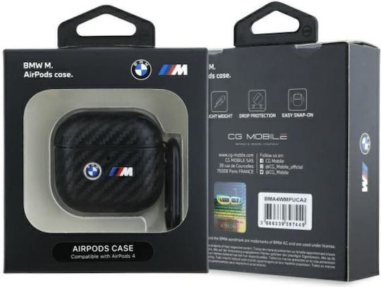 Bmw Carbon Double Metal Logo Airpods 4 Case Black