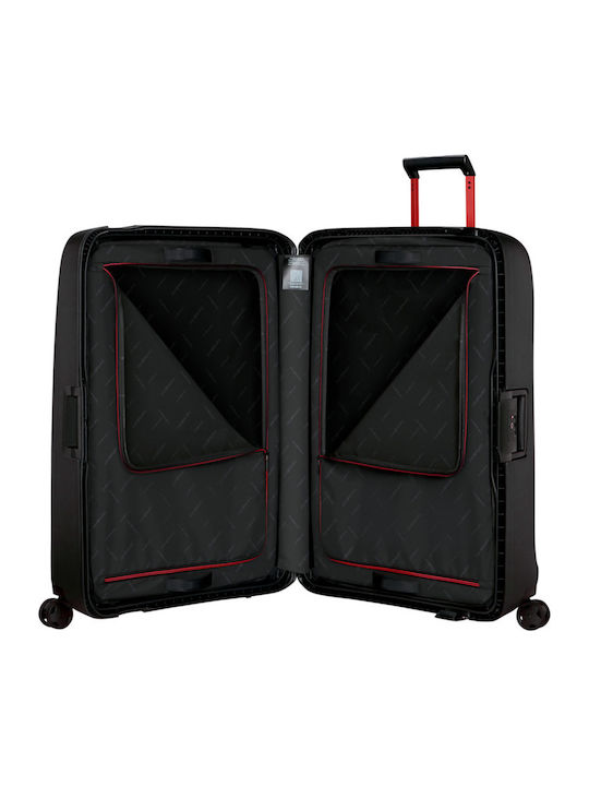 Samsonite Essens Spinner Μεγάλη Βαλίτσα Ταξιδίου Σκληρή Charcoal/red με 4 Ρόδες Ύψους 81εκ.