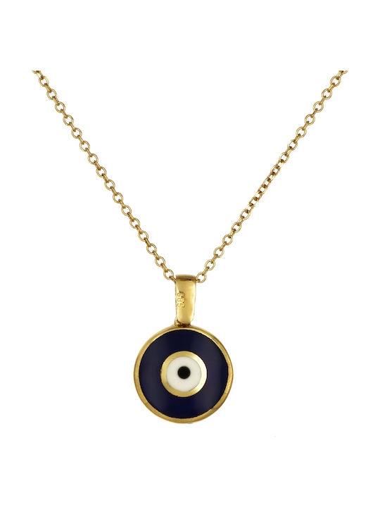 Charm Ochi Protector Din Aur Galben 14 Carate Cu Zircon Albastru