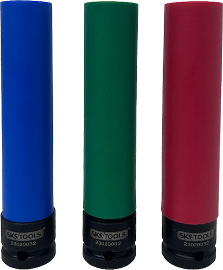 SKS Tools Καρυδάκια Αέρος Εξάγωνα Μακριά με Καρέ Υποδοχής 1/2" Σετ 3τμχ