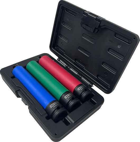 SKS Tools Καρυδάκια Αέρος Εξάγωνα Μακριά με Καρέ Υποδοχής 1/2" Σετ 3τμχ