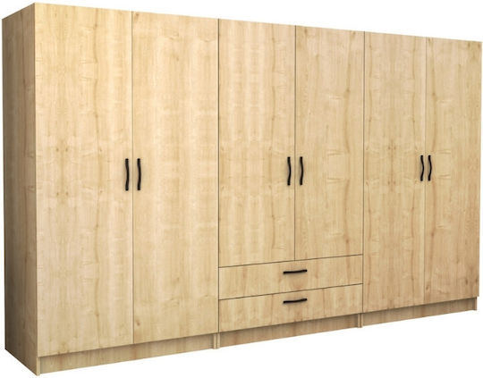 Шест врати Гардероб Victoria Natural Beech 300x60x181см