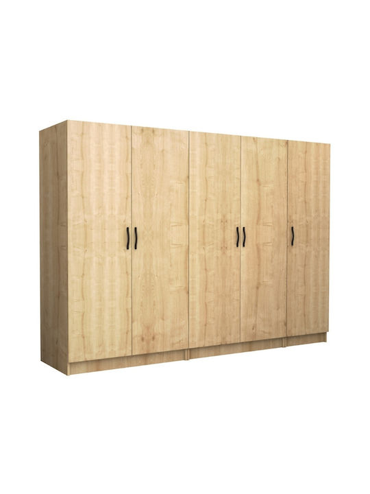 Fünf Türen Kleiderschrank Victoria Natural Beech 250x60x181cm