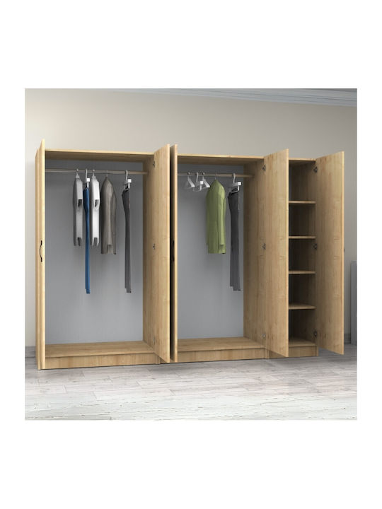 Fünf Türen Kleiderschrank Victoria Natural Beech 250x60x181cm