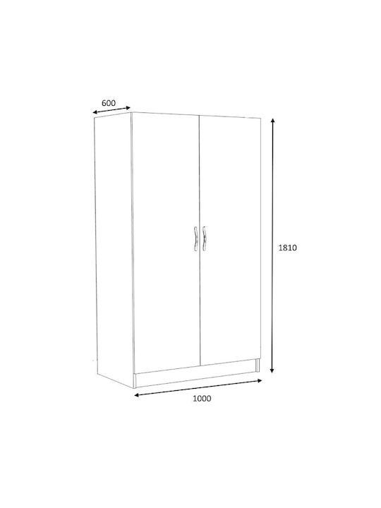 Doppeltür Kleiderschrank Victoria Natural Beech 100x60x181cm