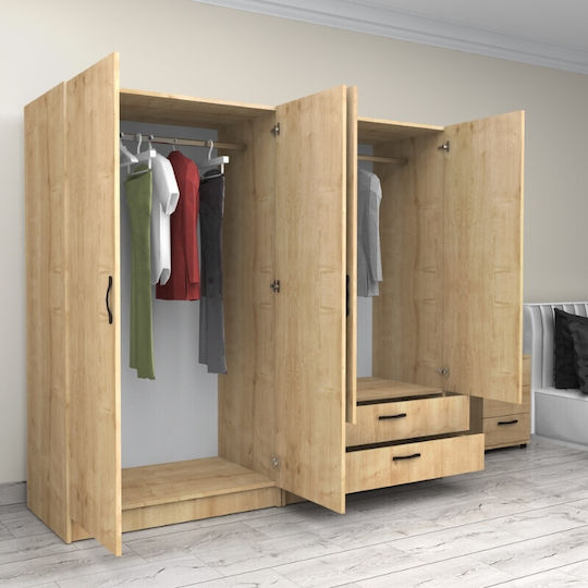 Четири врати Гардероб Victoria Natural Beech 200x60x181см