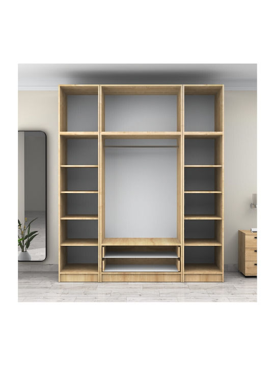 Four Door Wardrobe Victoria with Loft Natural Beech 200x60x240cm