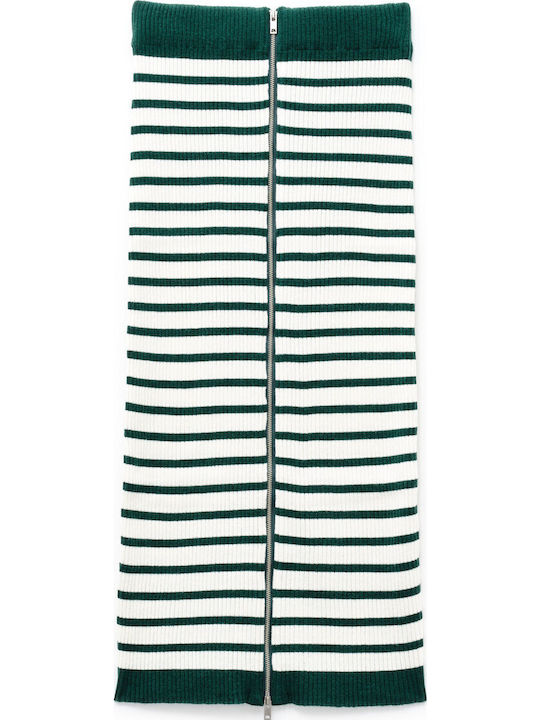 Hoch tailliert Midi Rock Green